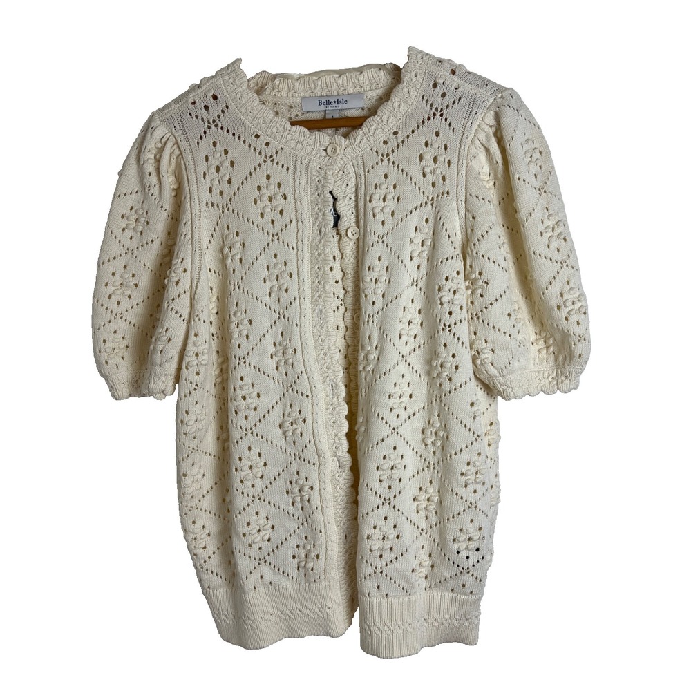 NWT Torrid Belle Isle Cardigan Sweater Sz 1X Scallop Edge Whisper White Cottage